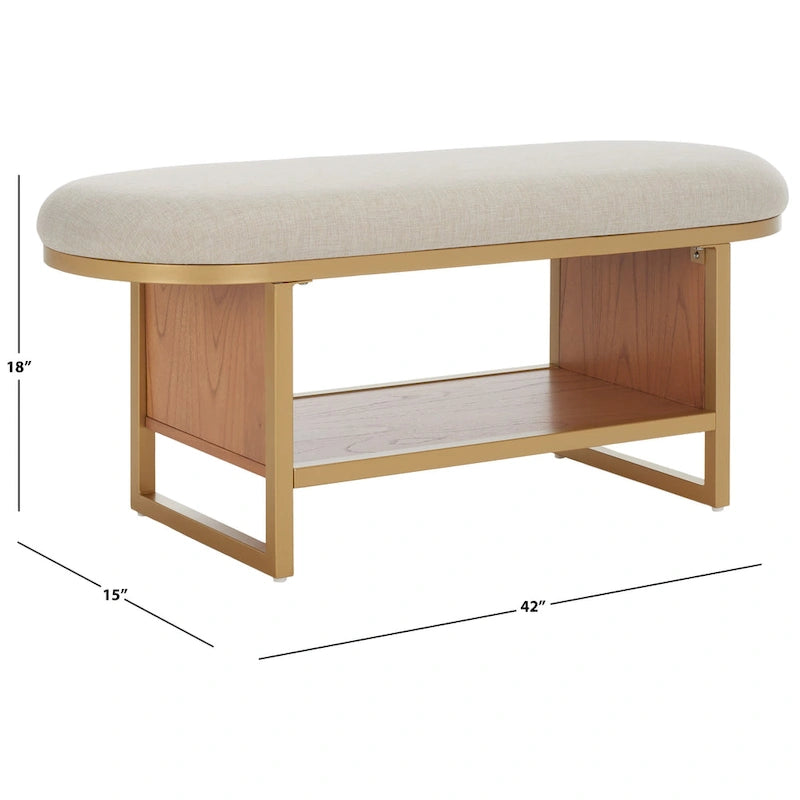 Banc Safavieh Mignon avec coussin et étagère ouverte - 42 L x 15 P x 18 H - 42Lx15Px18H