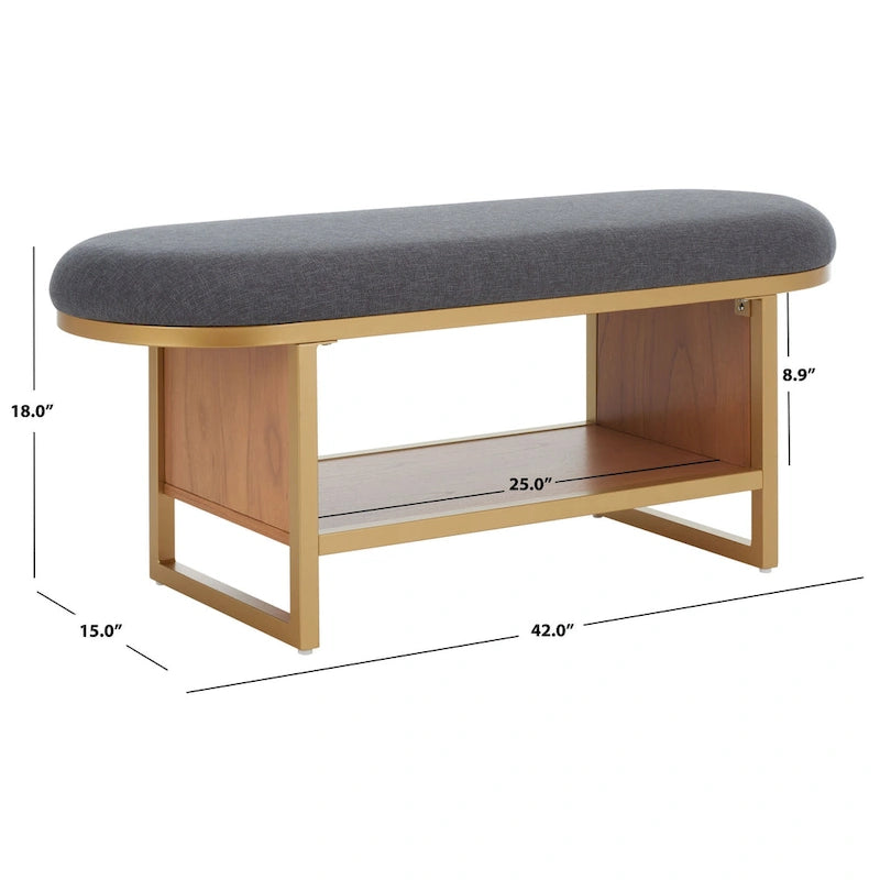 Banc Safavieh Mignon avec coussin et étagère ouverte - 42 L x 15 P x 18 H - 42Lx15Px18H