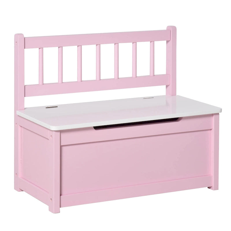 Qaba Coffre à jouets 2-EN-1 en bois pour enfants, banc, meuble de rangement avec vérin pneumatique de sécurité