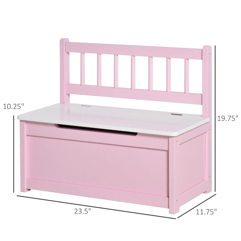 Qaba Coffre à jouets 2-EN-1 en bois pour enfants, banc, meuble de rangement avec vérin pneumatique de sécurité
