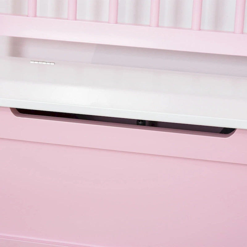 Qaba Coffre à jouets 2-EN-1 en bois pour enfants, banc, meuble de rangement avec vérin pneumatique de sécurité