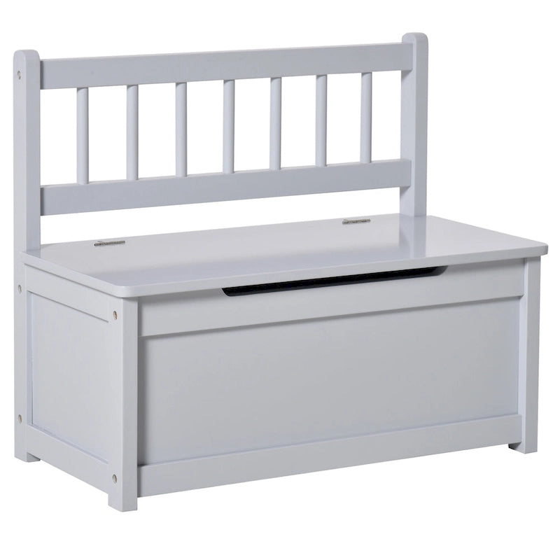 Qaba Coffre à jouets 2-EN-1 en bois pour enfants, banc, meuble de rangement avec vérin pneumatique de sécurité