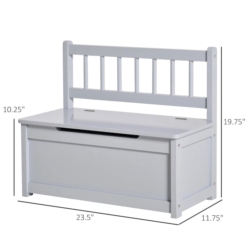 Qaba Coffre à jouets 2-EN-1 en bois pour enfants, banc, meuble de rangement avec vérin pneumatique de sécurité