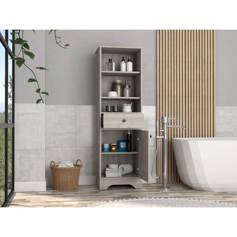 Meuble de Rangement Alaskan FM Furniture avec Tiroir, 3 Étagères Ouvertes et Meuble à Porte Unique