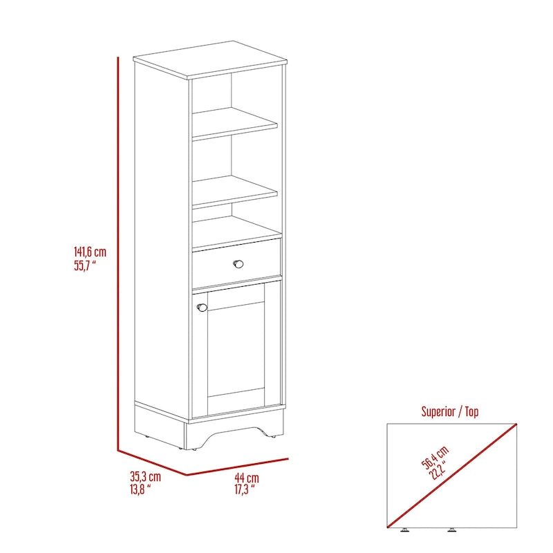 Meuble de Rangement Alaskan FM Furniture avec Tiroir, 3 Étagères Ouvertes et Meuble à Porte Unique