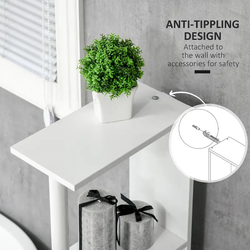 Meuble de Rangement Haut kleankin pour Salle de Bain avec 2 Étagères Ouvertes et 2 Placards à Portes, Tour de Linge Autonome