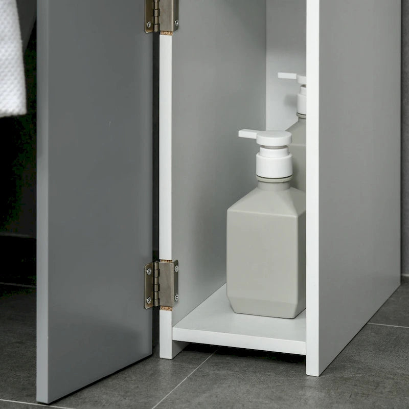 Meuble de Rangement Haut kleankin pour Salle de Bain avec 2 Étagères Ouvertes et 2 Placards à Portes, Tour de Linge Autonome