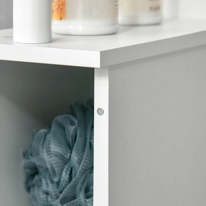 Meuble de Rangement Haut kleankin pour Salle de Bain avec 2 Étagères Ouvertes et 2 Placards à Portes, Tour de Linge Autonome