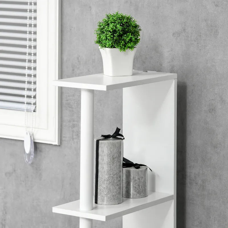 Meuble de Rangement Haut kleankin pour Salle de Bain avec 2 Étagères Ouvertes et 2 Placards à Portes, Tour de Linge Autonome