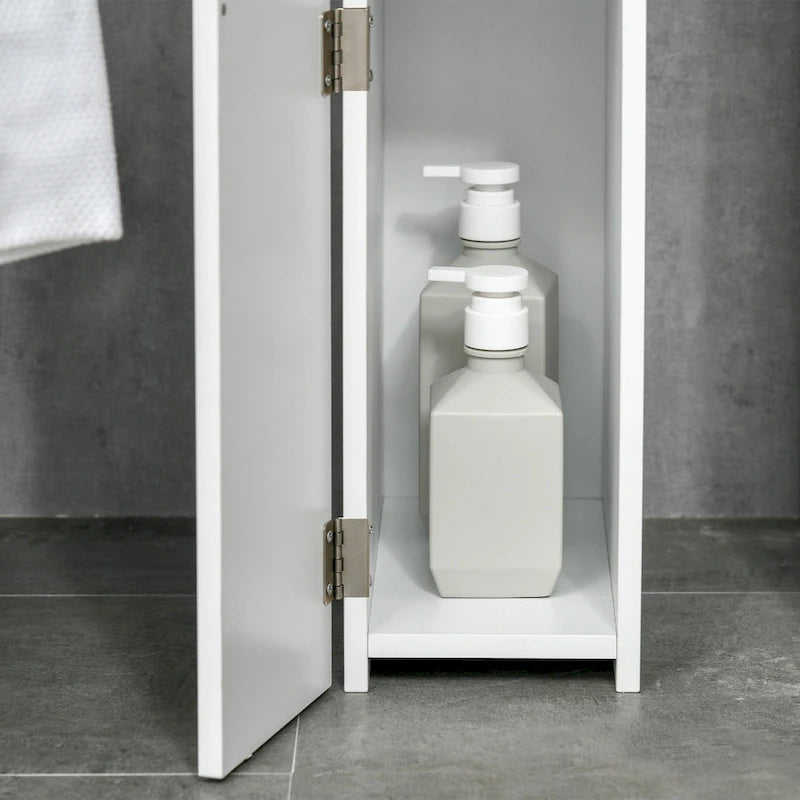 Meuble de Rangement Haut kleankin pour Salle de Bain avec 2 Étagères Ouvertes et 2 Placards à Portes, Tour de Linge Autonome