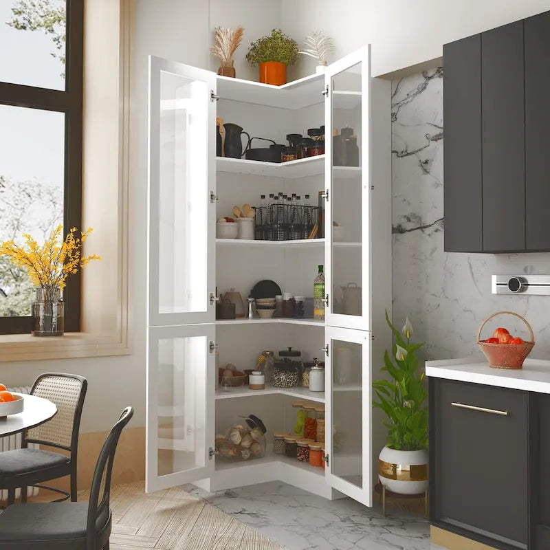 Meuble de salle de bain d'angle blanc 78,7H - Rangement élégant pour n'importe quelle pièce