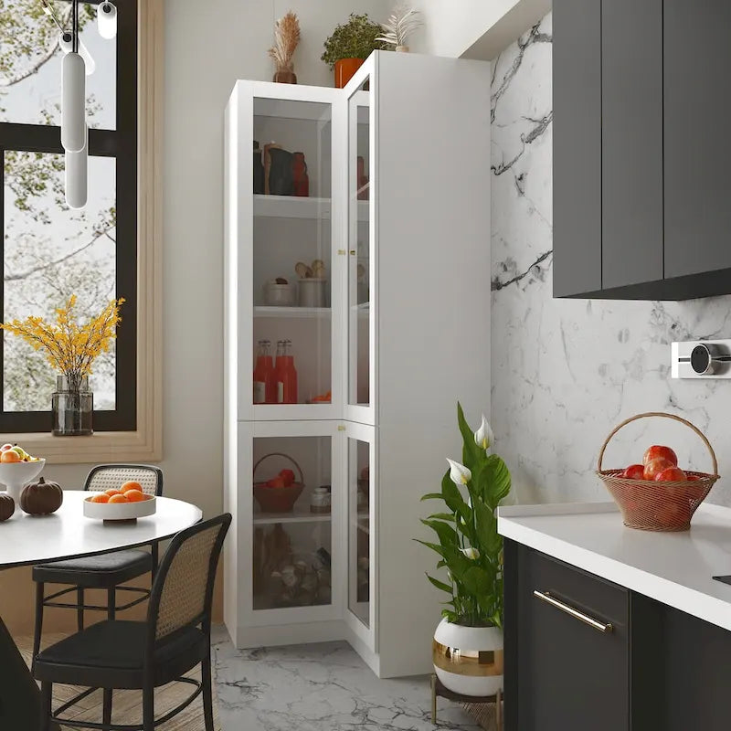 Meuble de salle de bain d'angle blanc 78,7H - Rangement élégant pour n'importe quelle pièce
