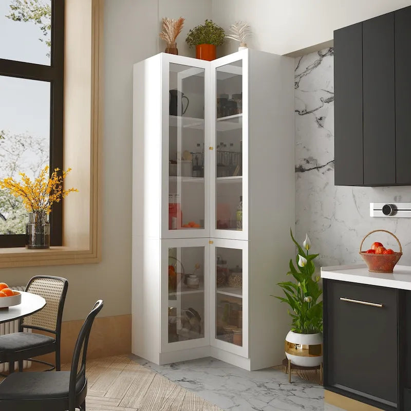 Meuble de salle de bain d'angle blanc 78,7H - Rangement élégant pour n'importe quelle pièce