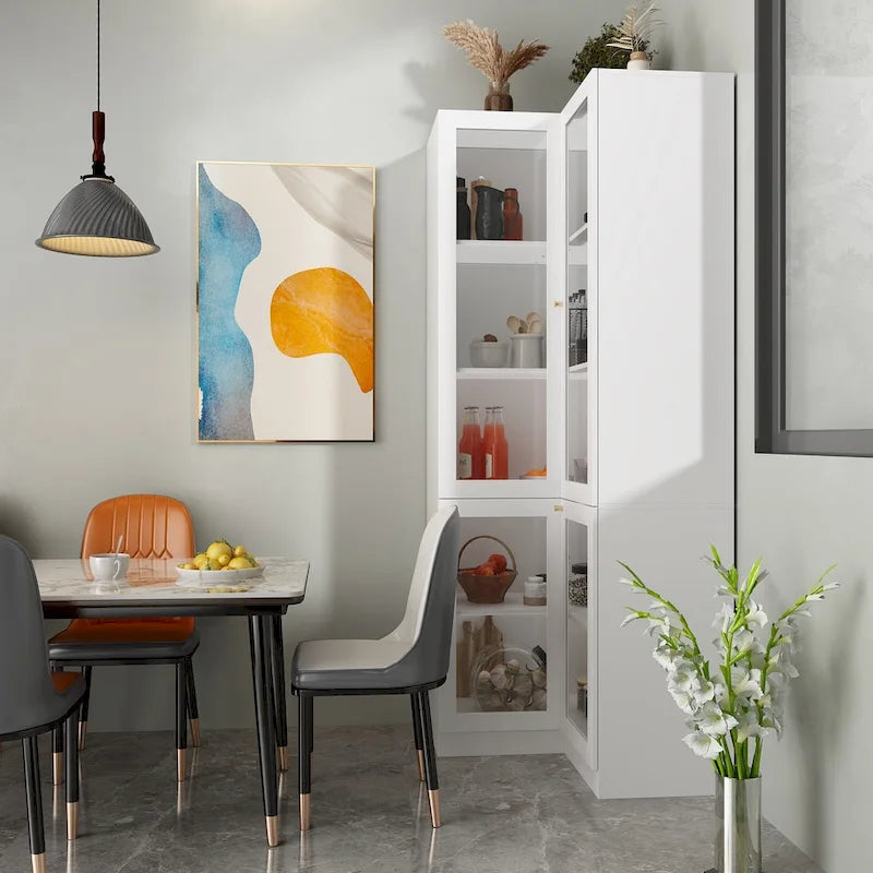 Meuble de salle de bain d'angle blanc 78,7H - Rangement élégant pour n'importe quelle pièce
