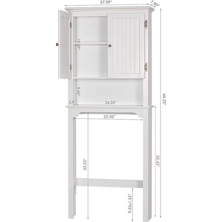 Meuble de rangement de salle de bain UTEX à placer au-dessus des toilettes, organisateur de salle de bain avec étagères réglables et portes doubles