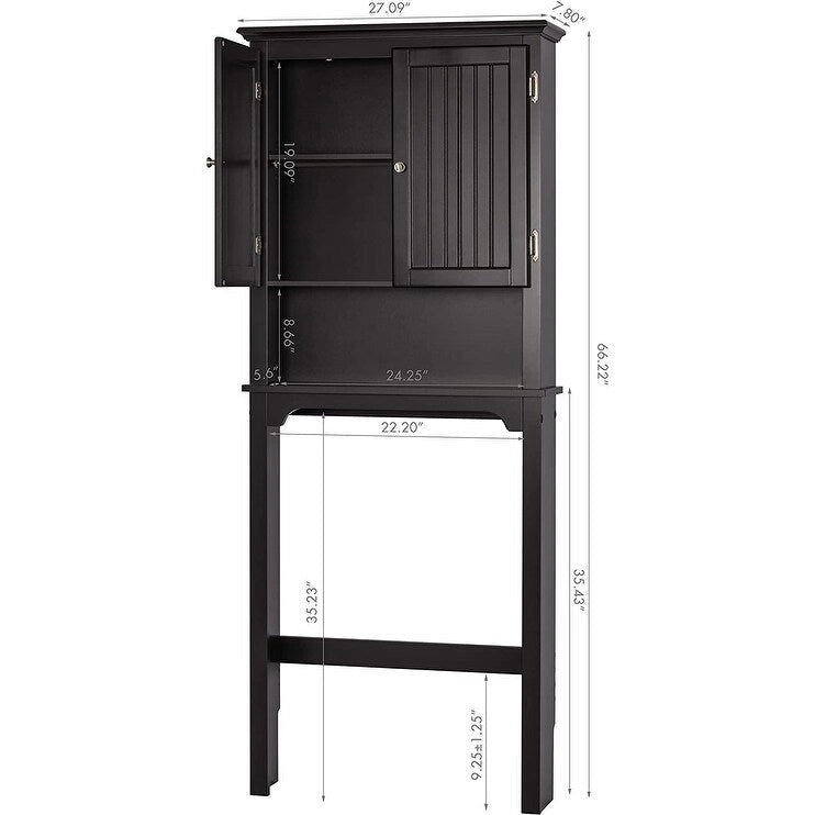 Meuble de rangement de salle de bain UTEX à placer au-dessus des toilettes, organisateur de salle de bain avec étagères réglables et portes doubles