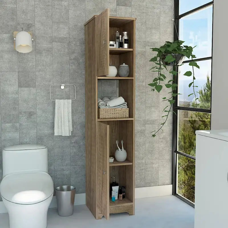 Ibis, meuble de rangement en lin de 14 po de large avec portes doubles, 4 étagères intérieures et 2 armoires