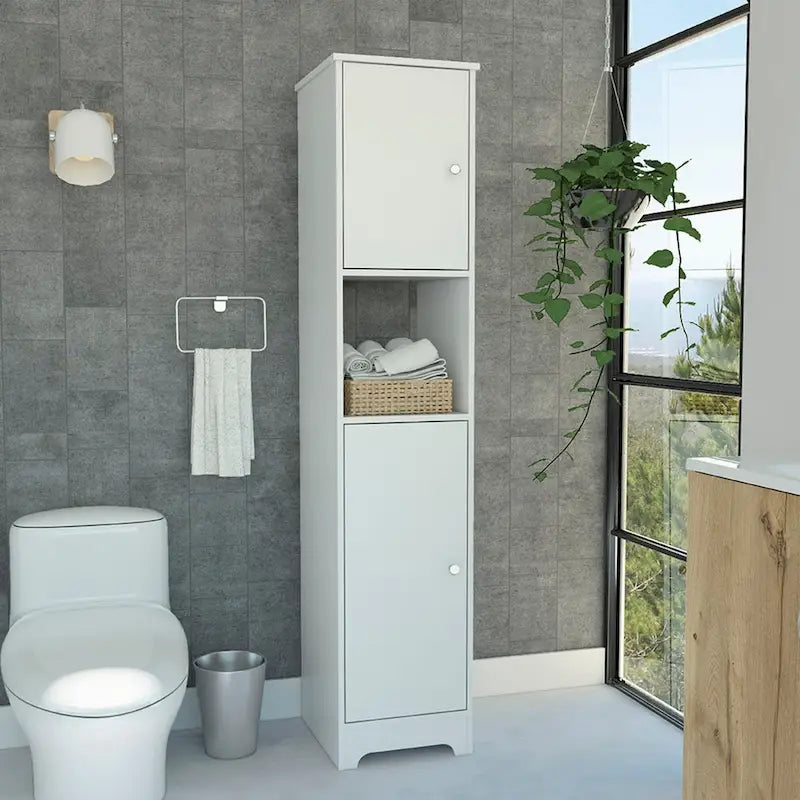 Ibis, meuble de rangement en lin de 14 po de large avec portes doubles, 4 étagères intérieures et 2 armoires
