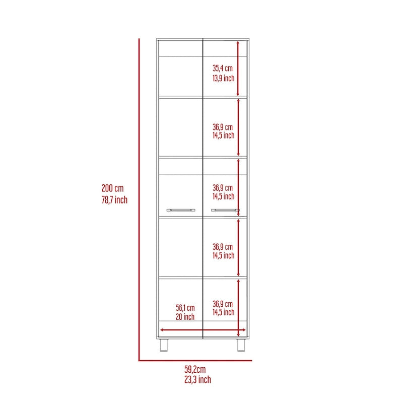 Ibis, meuble de rangement en lin de 14 po de large avec portes doubles, 4 étagères intérieures et 2 armoires