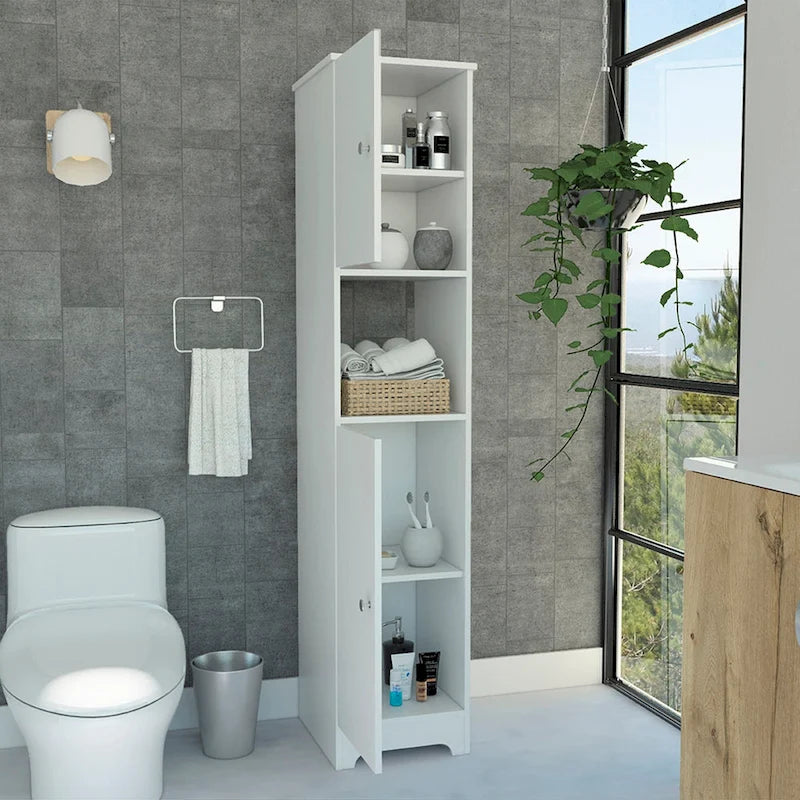 Ibis, meuble de rangement en lin de 14 po de large avec portes doubles, 4 étagères intérieures et 2 armoires