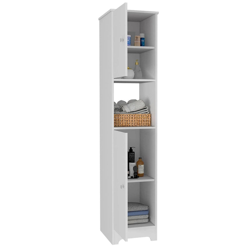 Ibis, meuble de rangement en lin de 14 po de large avec portes doubles, 4 étagères intérieures et 2 armoires