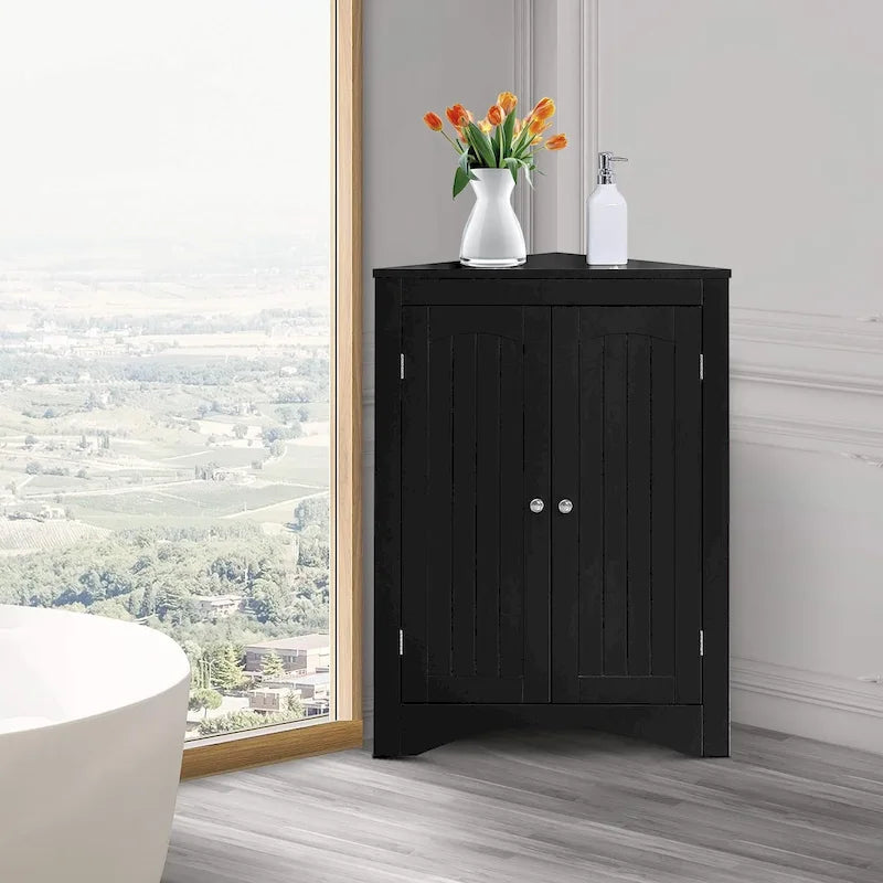 Meuble d'angle de rangement en bois, classique et élégant, pour usage intérieur