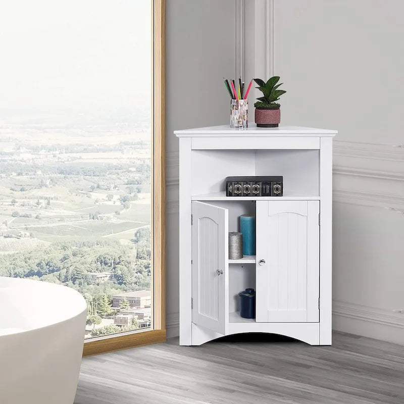 Meuble d'angle de rangement en bois, classique et élégant, pour usage intérieur