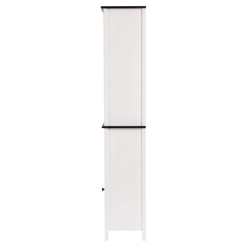 Meuble de rangement haut de salle de bain en bois blanc et noir - 160 H x 40 L x 30 P cm