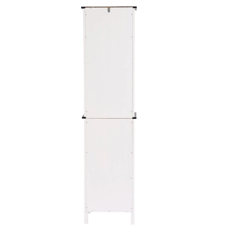 Meuble de rangement haut de salle de bain en bois blanc et noir - 160 H x 40 L x 30 P cm