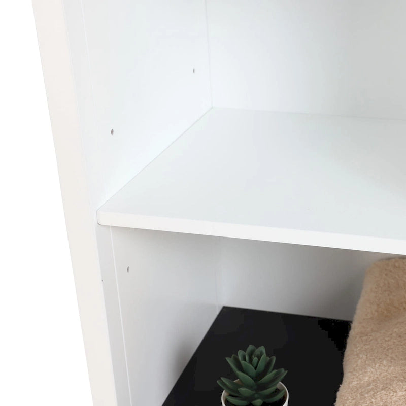 Meuble de rangement haut de salle de bain en bois blanc et noir - 160 H x 40 L x 30 P cm