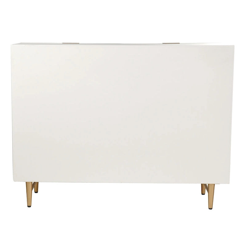 Commode d'appoint à six tiroirs Lexi avec poignées dorées – Fini crème et doré