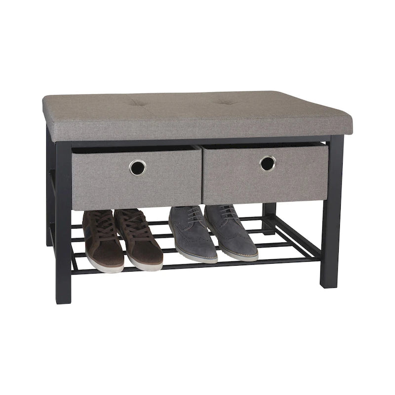 Banc double d'entrée simplifiée avec rangement à chaussures taupe - 31,9x 12,6x 19,5