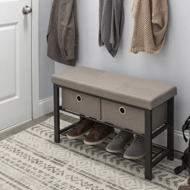 Banc double d'entrée simplifiée avec rangement à chaussures taupe - 31,9x 12,6x 19,5