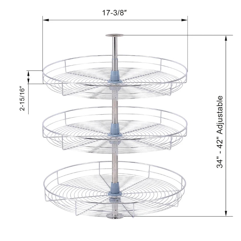 Dowell Lazy Susan 18 pouces de diamètre - Triple panier rotatif en acier inoxydable à 360 degrés