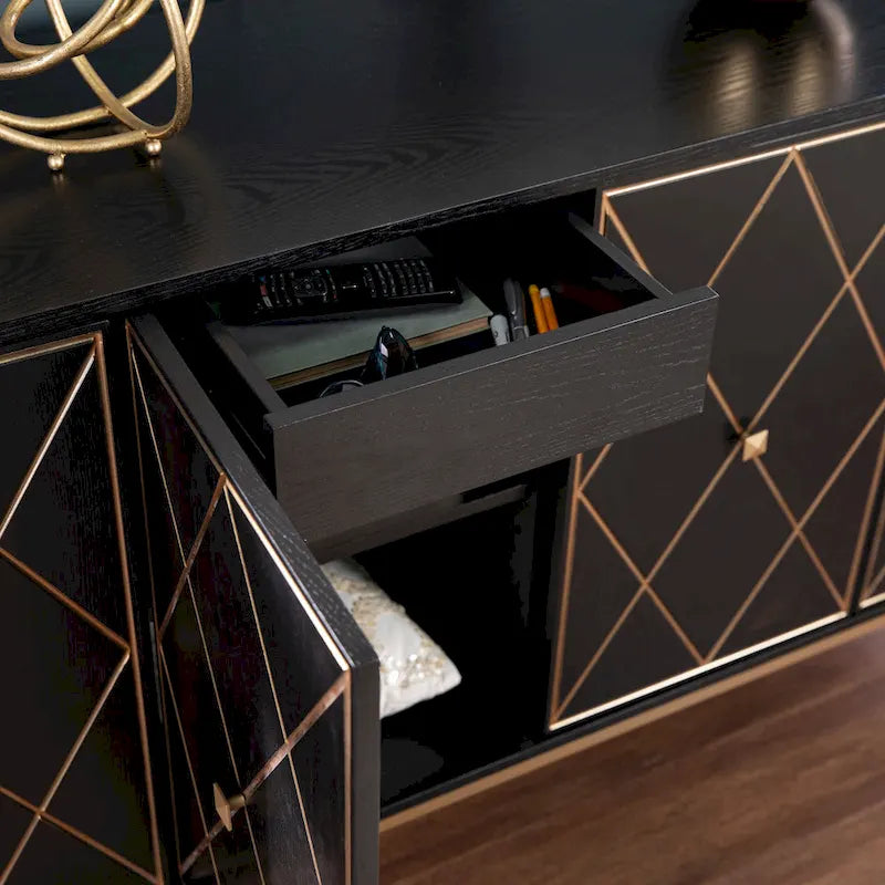 SEI Furniture Maubert Armoire en bois contemporain avec détails dorés
