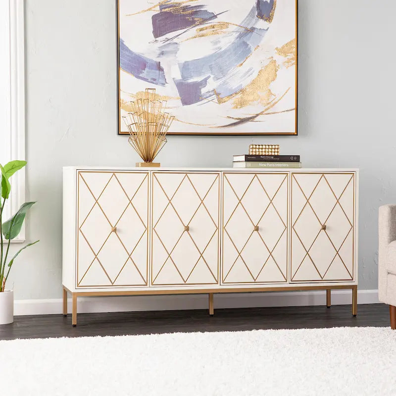 SEI Furniture Maubert Armoire en bois contemporain avec détails dorés
