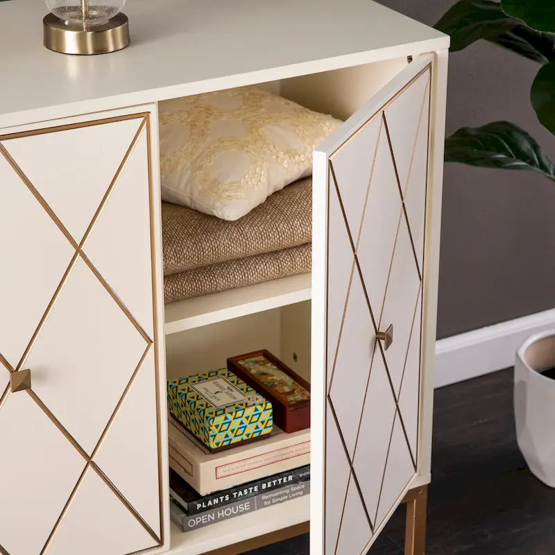 SEI Furniture Maubert Armoire en bois contemporain avec détails dorés