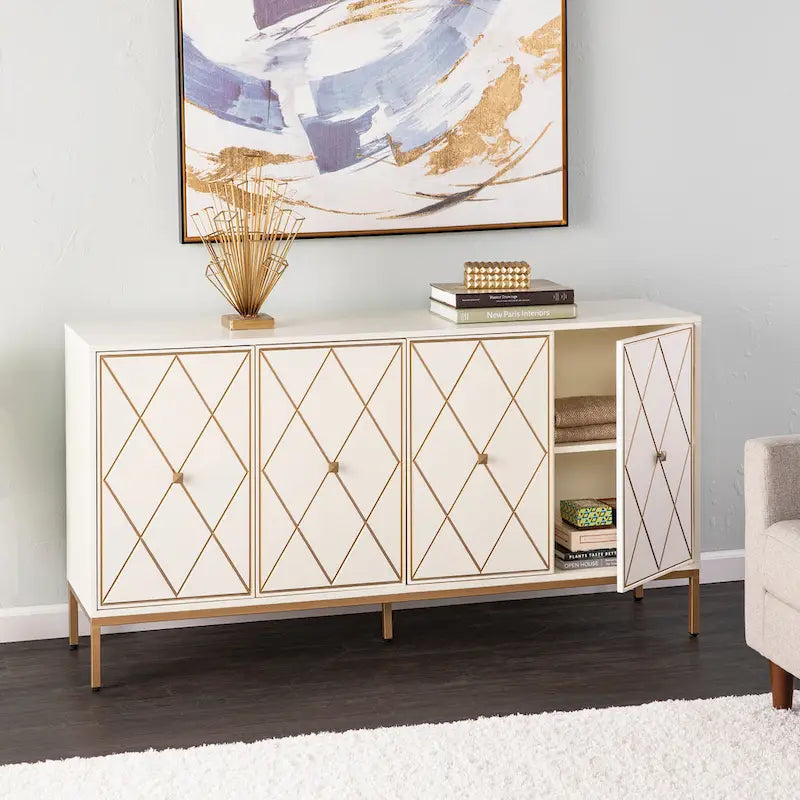 SEI Furniture Maubert Armoire en bois contemporain avec détails dorés
