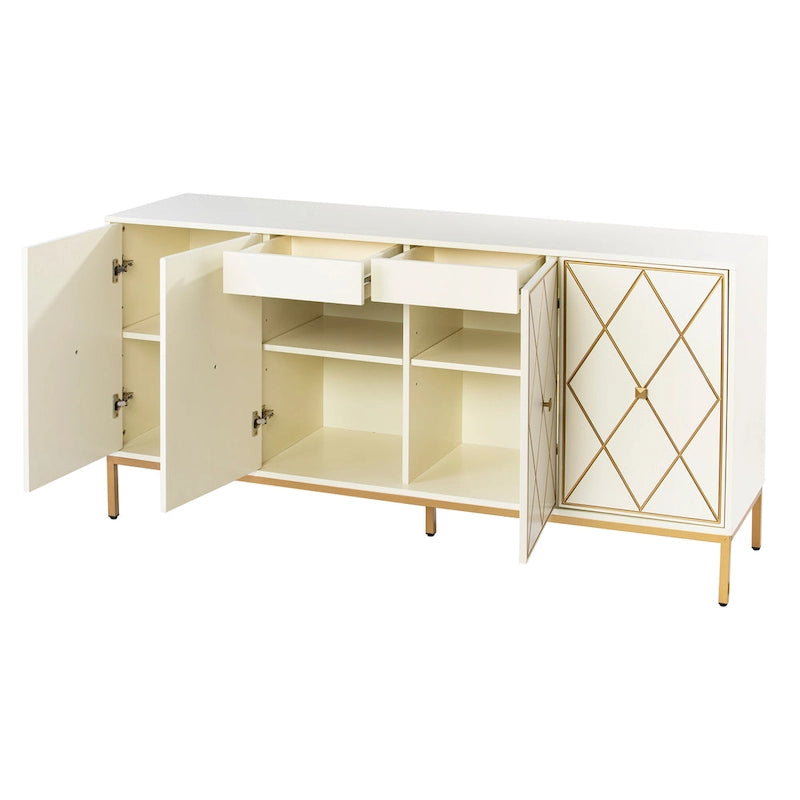 SEI Furniture Maubert Armoire en bois contemporain avec détails dorés