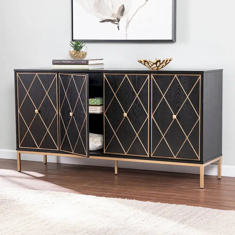 SEI Furniture Maubert Armoire en bois contemporain avec détails dorés