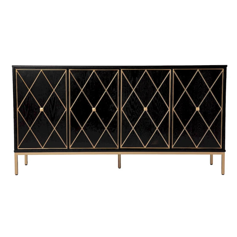 SEI Furniture Maubert Armoire en bois contemporain avec détails dorés