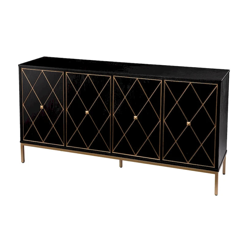 SEI Furniture Maubert Armoire en bois contemporain avec détails dorés