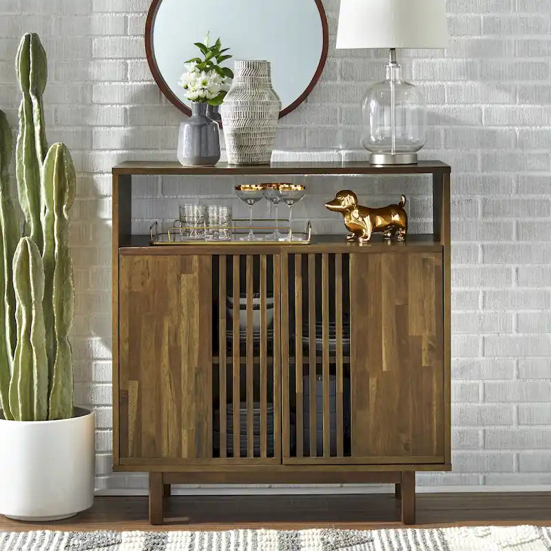 Buffet Lifestorey Vohl à lattes en Noyer du Pécant de style Mid-century