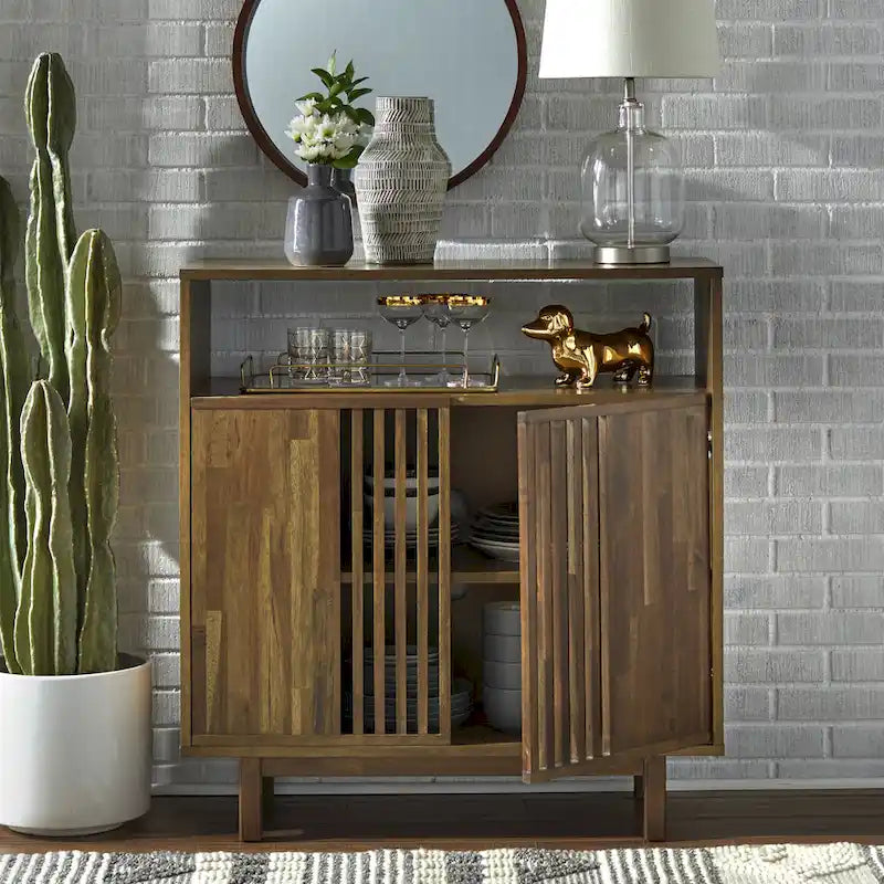 Buffet Lifestorey Vohl à lattes en Noyer du Pécant de style Mid-century