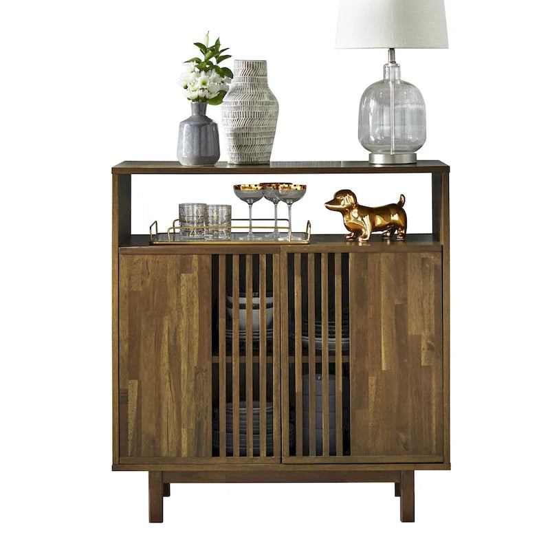 Buffet Lifestorey Vohl à lattes en Noyer du Pécant de style Mid-century