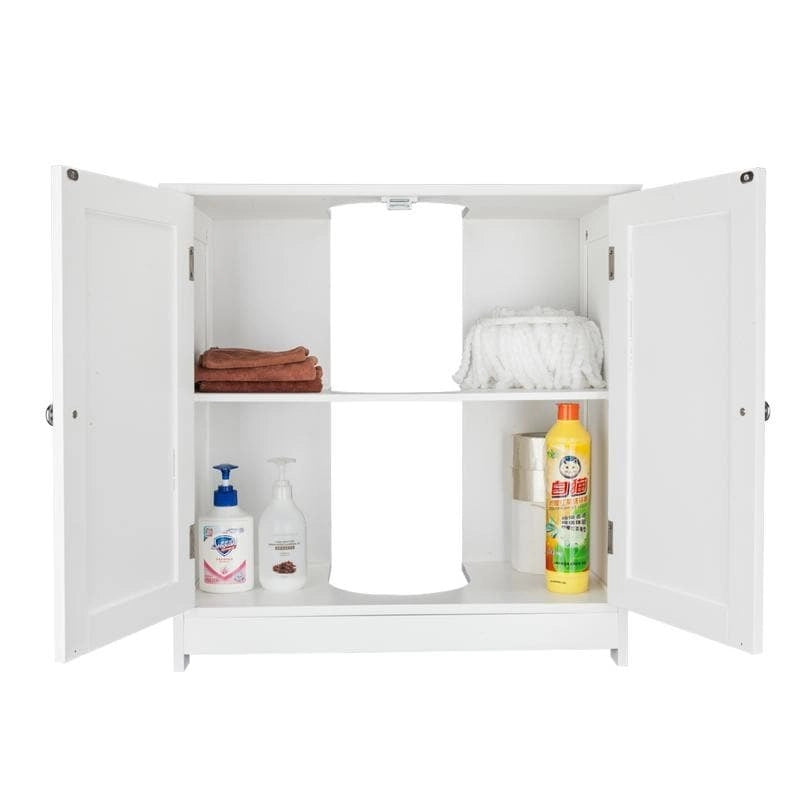 Meuble bas de salle de bain 23 en bois, suspendu, avec 2 portes