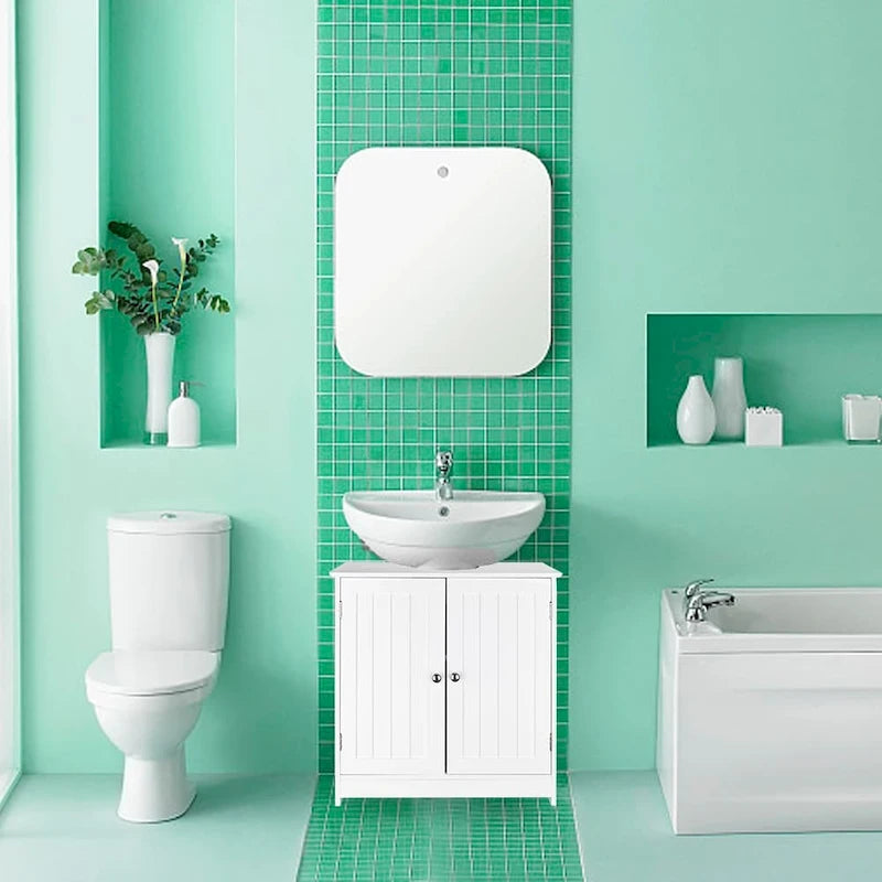 Meuble bas de salle de bain 23 en bois, suspendu, avec 2 portes