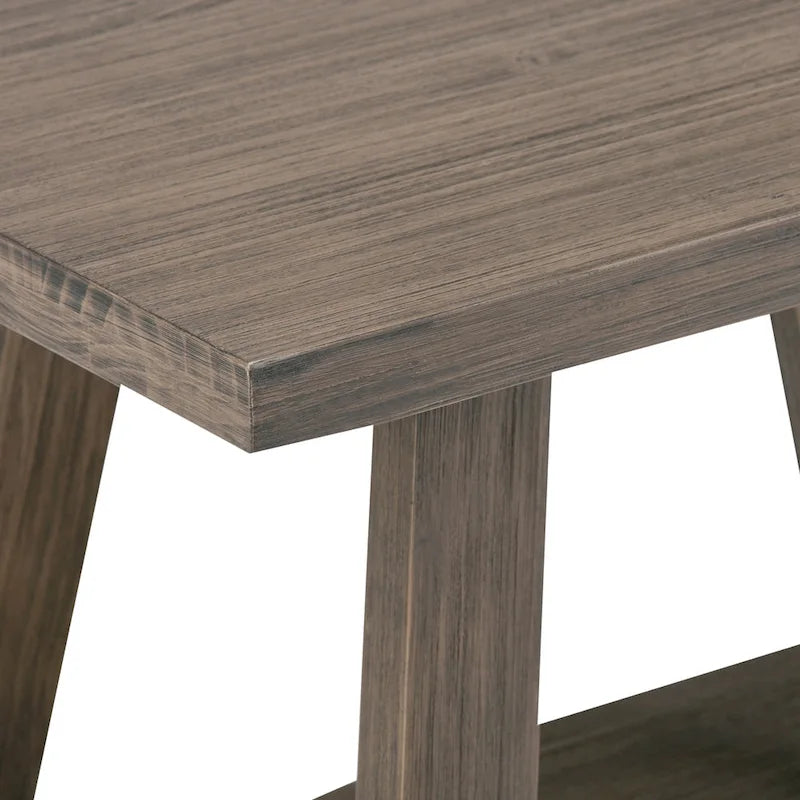 Banc d'entrée industriel WYNDENHALL Stewart en BOIS MASSIF de 122 cm de large, couleur bois flotté - 122 L x 43 P x 51 H