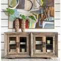 Buffet Harp & Finial Hughes à 4 portes en bois recyclé naturel avec verre simple