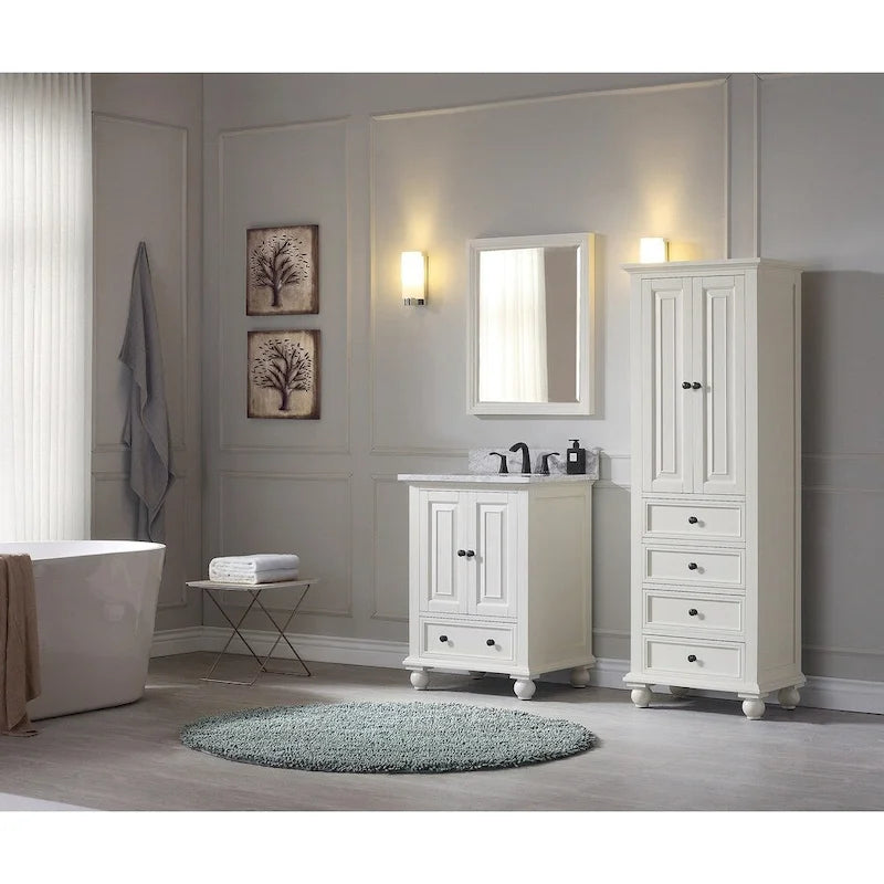 Avanity Thompson, Armoire à Linge 24 Pouces, Fini Blanc Français - 24W x 68H